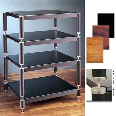Vti Manufacturing VTI Manufacturing BL404SC 4 Silver Capspike Black Poles 4 Cherry Shelves AV Stand BL404SC